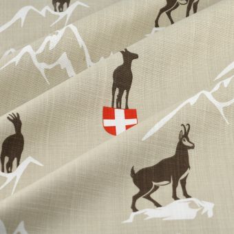 Tissu bachette coton slub montagne bouquetin naturel