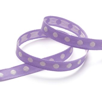Galon violet pois blancs brodé 10 mm