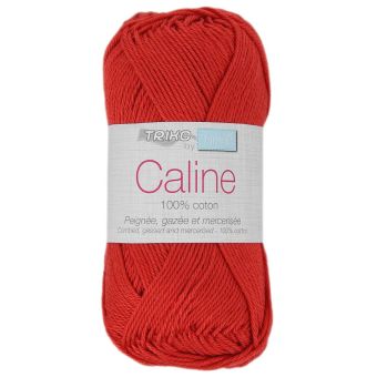 Pelote fil à tricoter Caline 50g 100% coton mercerisé - Col. 113 Rouge vif