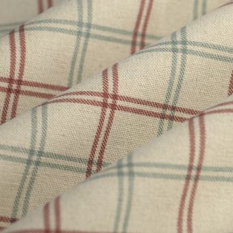 Tissu bachette lin coton carreaux rouge vert 