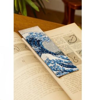 Kit DIY point de croix - Marque-page "La grande vague" de Katsushika Hokusai - DMC