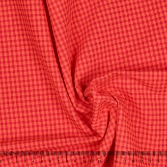 Tissu seersucker vichy rouge et rose 2mm recyclé