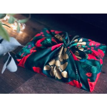 Emballage Réutilisable Furoshiki Satin Luxe Coton M : Le Cerf dans l’Eau N°25