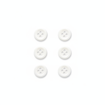 Carte de 6 boutons unis 12 mm blancs