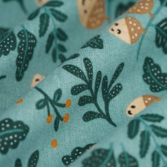 Tissu flanelle coton bio gland vert