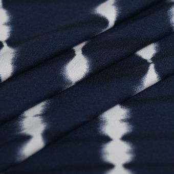 Tissu jersey viscose tie dye vertical écru marine