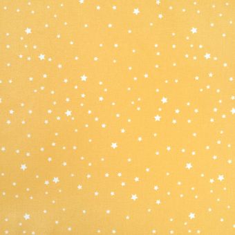 Tissu coton enduit souple et mat jaune étoiles blanches 