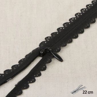Fermeture à glissière dentelle noire 22 cm