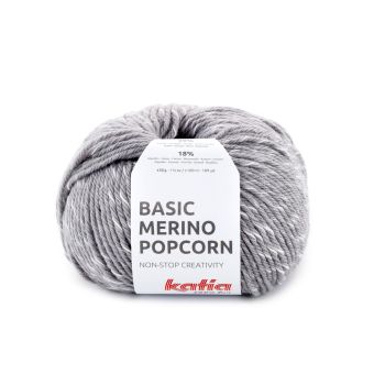 Pelote de laine Katia Merino popcorn gris et blanc n° 103 