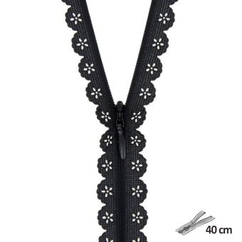 Fermeture dentelle géométrique n°3 - 40 cm Noir