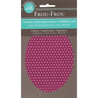 1 paire de coude/genou thermocollant pois rose 8.8x12.1cm