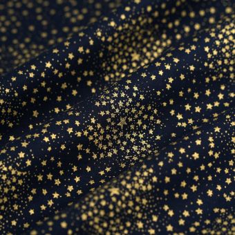 Tissu cretonne de Noël mini étoiles bleu 