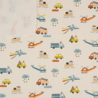 Tissu molleton engins multicolore