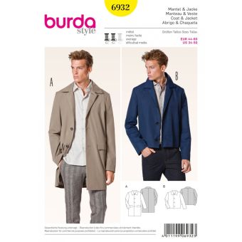 Patron Burda 6932 Manteau et veste homme du 44 au 60