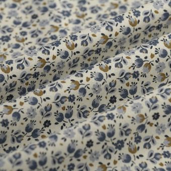 Tissu cretonne caseille bleu