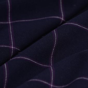 Tissu Flanelle coton carreaux fenêtre marine violet