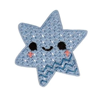 Lot de 3 écussons crochet étoile bleue 37x40mm