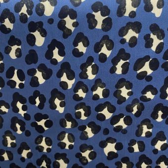 Tissu satin de coton organique motif léopard bleu marine - Albstoffe