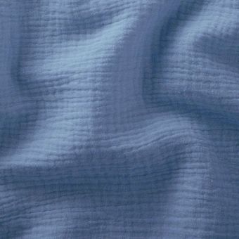 Tissu double gaze coton bio bleu orage