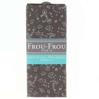 Coupon tissu 100% coton bicyclette 45x55cm taupe