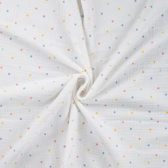 Tissu double gaze imprimé petit pois multico