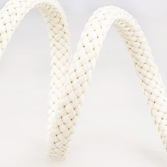 Cordon tressé tubulaire polyester écru 8mm