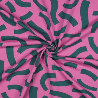 Tissu French Terry Playful rose et vert - Nerida Hansen