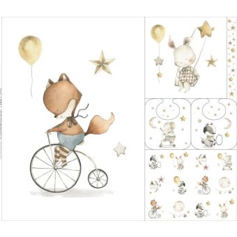 Panneau en tissu dig sleepy motifs placé