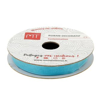 Bobine ruban organza bleu ciel 6 mm 