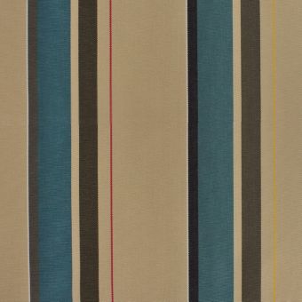 Tissu outdoor déperlant anti-uv beige rayé pétrole et noir 150 cm