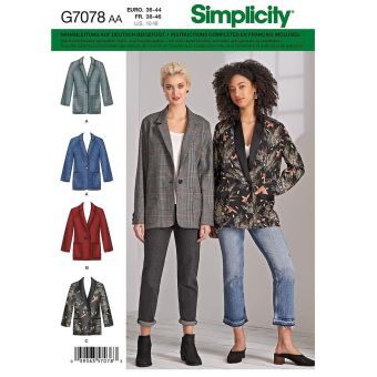 Patron Simplicity S8697.Aa - Veste Boutonnée Femmes 38 - 46
