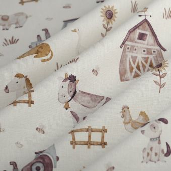 Tissu bachette the farm blanc 
