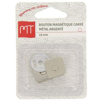Bouton magnétique carré 18-20 mm argent x1