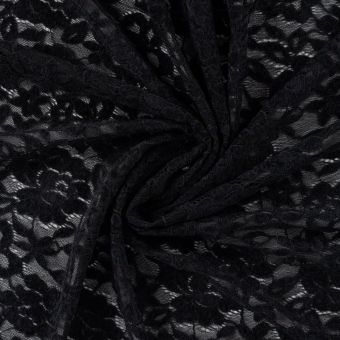 Maille dentelle stretch fleuri noir