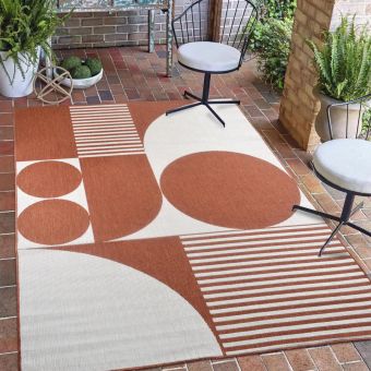 Tapis extérieur, kilim reversible LYN2 BF REVERSIBLE, Terracota, écru