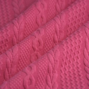 Tissu côte fantaisie polyester tricot chiné fuchsia