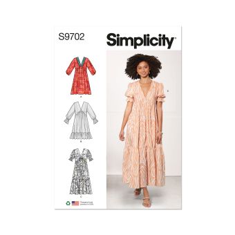 Patron simplicity S9702.k5 - robe  36 à 44
