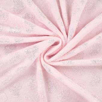 Tissu douillette cœur pailleté rose