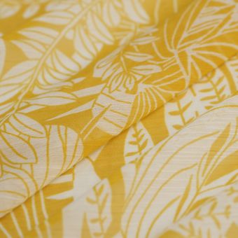 Tissu mousseline polyester palmes safran