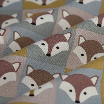 Tissu bachette renard damier multicolore