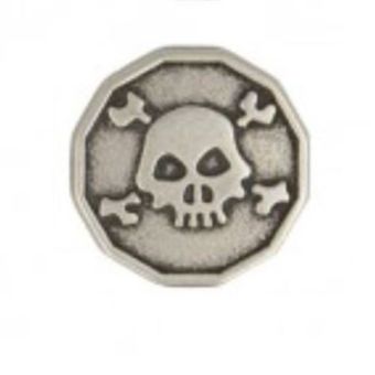 Bouton tête de mort argent antique 20mm