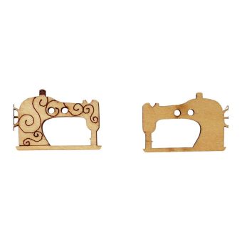 Lot de 6 boutons en bois découpé machine à coudre 17mm x 5mm