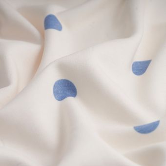 Tissu molleton pois irrégulier écru bleu doux