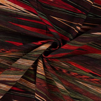 Maille jersey viscose lourde imprimée digitale rayure zig zag rouge