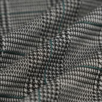 Tissu maille milano prince de Galles fantaisie vert noir