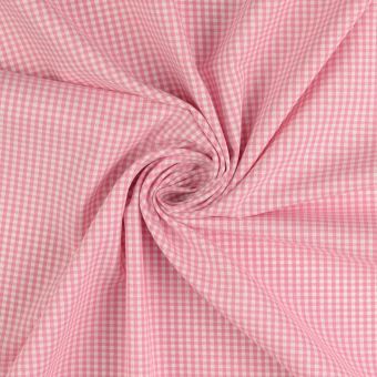 Tissu coton Vichy petits carreaux rose