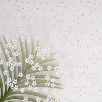 Tissu tulle marguerite blanc or