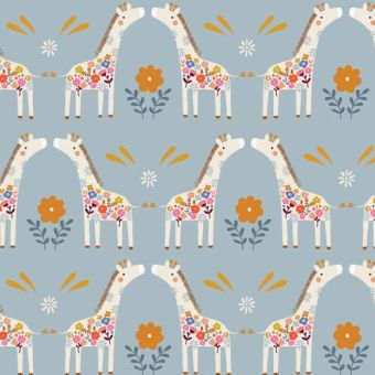 Tissu en velours côtelé Dashwood motifs girafes bleu