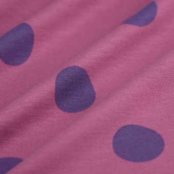 Tissu French Terry gros pois rose
