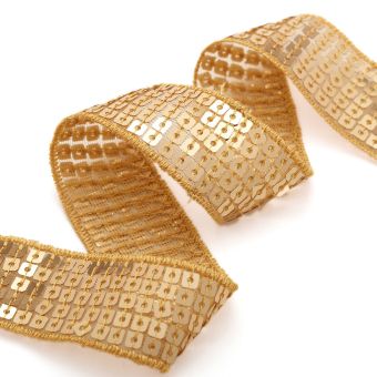 Ruban à sequins carrés -25 mm Or MT